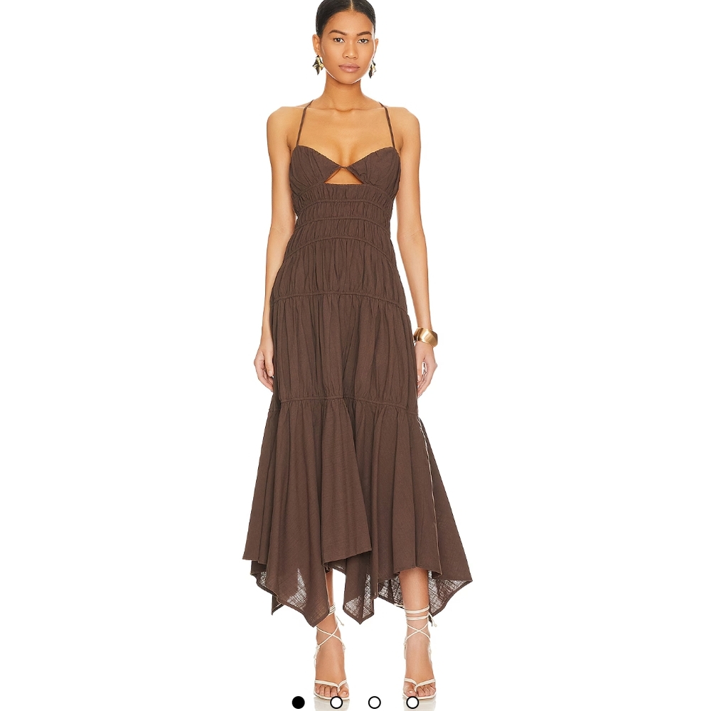 Brown Maxi Sundress with Spaghetti Straps